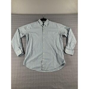 Peter Millar Shirt Mens Large White Blue Green Check Button Down Long Sleeve